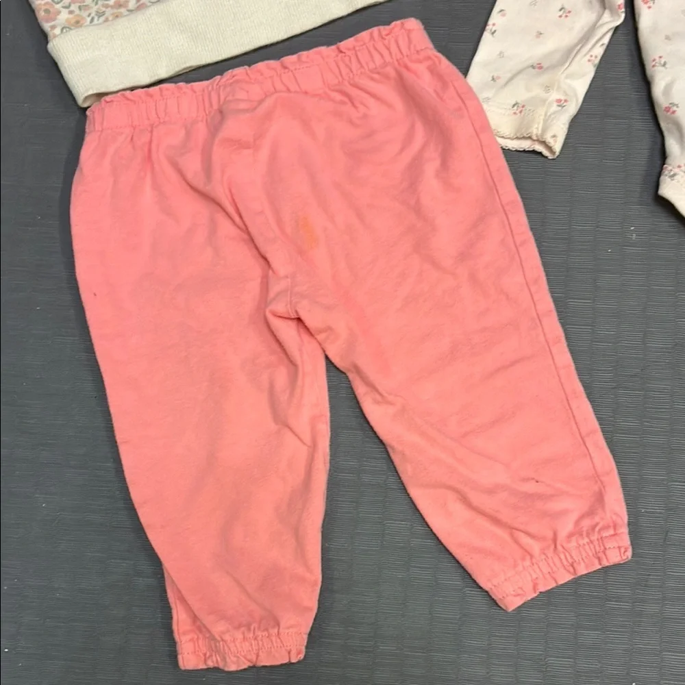 Carter's Coral Pink Pants with Floral Tops Set